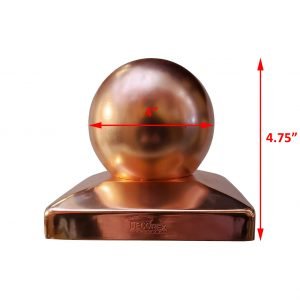 5.5" x 5.5" Solid Copper Ball Post Cap